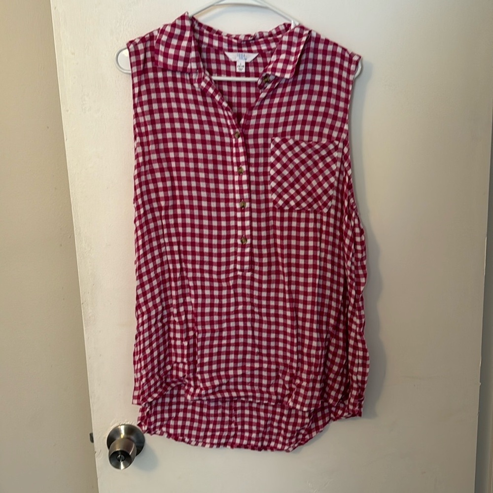 Time and Tru pink checkered tank top size large